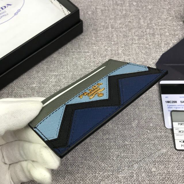prada錢包 普拉達2020專櫃爆款 1MC208 Prada信用卡夾 Prada十字紋牛皮卡包  pyd2346
